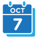 7 October Date Calendar Color Filled icon