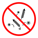 Ban on fireworks sign icon