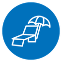 Beach chair with umbrella icon