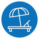 Beach chair with umbrella icon