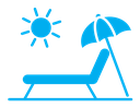 Beach chair with umbrella icon