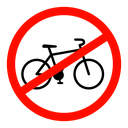 Bicycle prohibition sign icon
