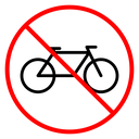 Bicycle prohibition sign icon