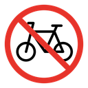 Bicycle prohibition sign icon