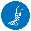 Broken leg in a plaster icon