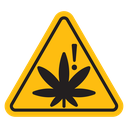 Cannabis packaging warning sign icon