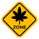 Cannabis zone traffic sign icon