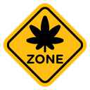 Cannabis zone traffic sign icon