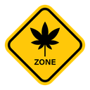 Cannabis zone traffic sign icon