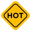 Caution hot surface sign icon