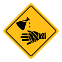 Chemical burns hazard sign icon
