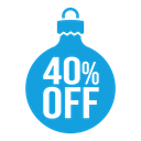Christmas ball with 40 off discount icon