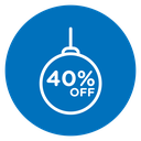 Christmas ball with 40 off discount icon