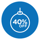 Christmas ball with 40 off discount icon