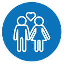 Couple with love icon