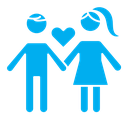 Couple with love icon