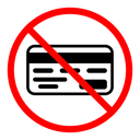 Credit card with prohibition sign icon