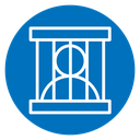Criminal behind bars icon