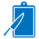 Cutting board with knife icon