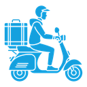 Delivery man riding motorcycle icon