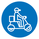Delivery man riding motorcycle icon