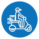 Delivery man riding motorcycle icon
