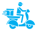 Delivery man riding motorcycle icon