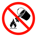 Do not extinguish with water sign icon
