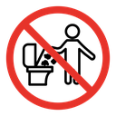 Do not litter in toilet sign icon