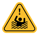 Risk of drowning warning sign icon