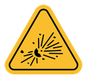 Explosive materials hazard sign icon