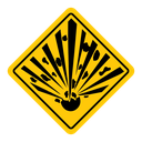 Explosive materials hazard sign icon
