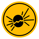 Explosive materials hazard sign icon
