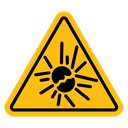 Explosive materials hazard sign icon