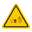 Explosive materials hazard sign icon