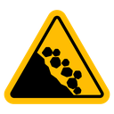 Falling rocks or debris warning road sign icon