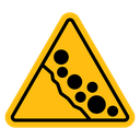 Falling rocks or debris warning road sign icon
