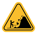 Falling rocks or debris warning road sign icon
