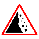Falling Rocks Warning Color Filled icon