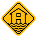 Flood disaster sign icon