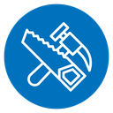 Hand saw and hammer icon