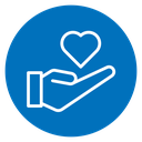 Heart in hand icon