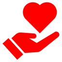 Heart in hand icon