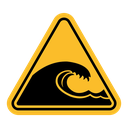 High sea waves warning sign icon