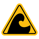 High sea waves warning sign icon
