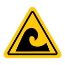 High sea waves warning sign icon