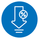 Interest rate reduction or percent down icon