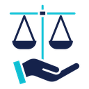 Justice scales in Hand icon