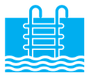 Ladder in swimming pool icon