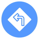 Left Turn Road Sign Color Filled icon